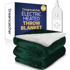 Dreamcatcher Green Soft Microfleece & Sherpa Electric Blanket Heated Throw 160x120cm | Green | Green | One Size | 1