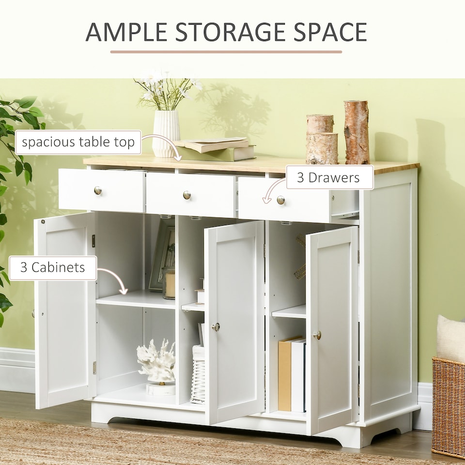 image 1 of HOMCOM Modern Sideboard Buffet Cabinet with Storage Cabinets and Drawers White
