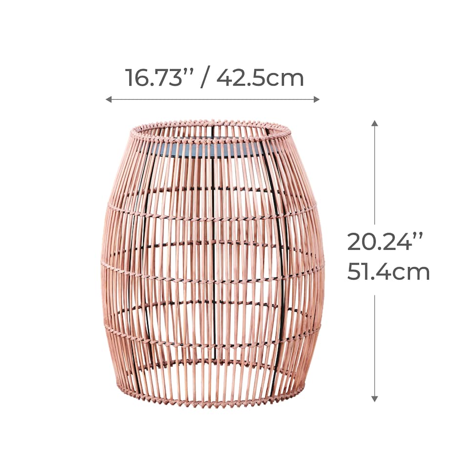 image 1 of Teamson Bamboo Outdoor Side Table with Iron Frame, Round Boho Accent Table