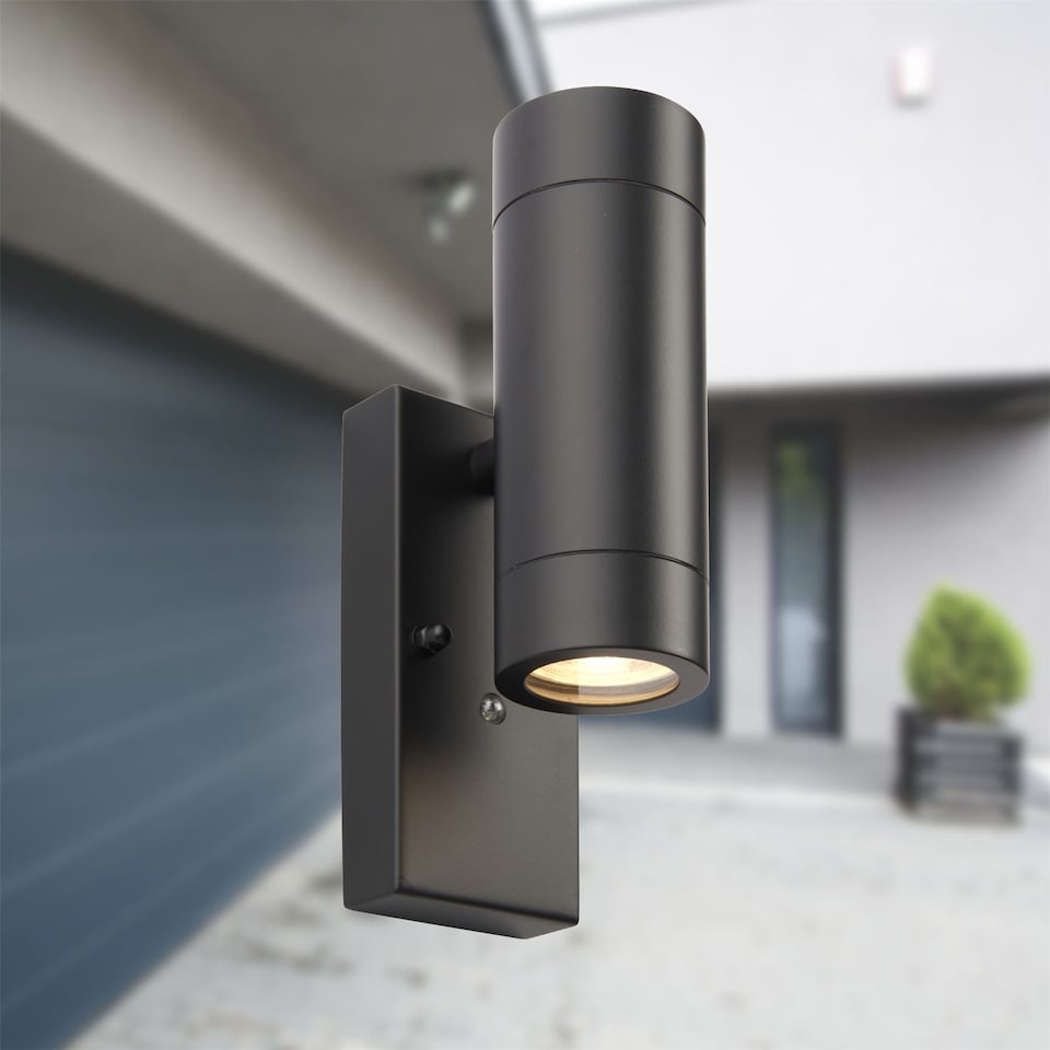 image 1 of Blaze - Black Outdoor Up Down Photocell Sensor Wall Light