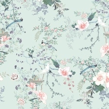 Muriva Lipsy Ophelia Wallpaper - Duck Egg - 10m x 53cm Blue
