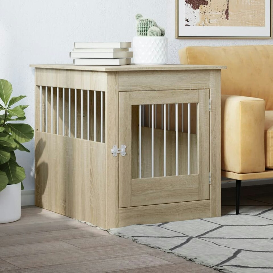 Dog Crate Furniture Sonoma Oak 64.5x80x71 cm Engineered Wood Tesco