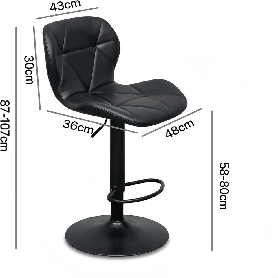 image 1 of Alivio Adjustable Swivel Bar Stool with Backrest & Footrest (Set of 2, Black)