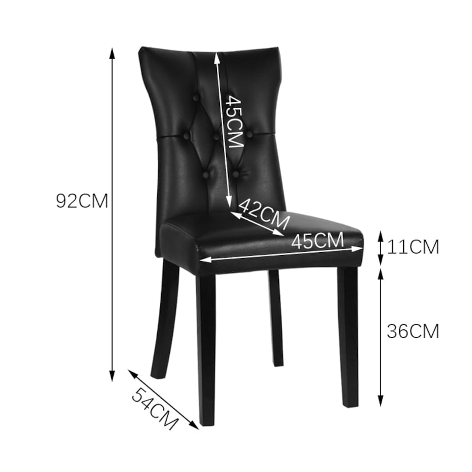image 1 of Living and Home 2-Piece Leather High Backrest Dining Chairs - Black
