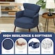 image 4 of HOMCOM Modern Armchair, Upholstered Corduroy Accent Chair with Thick Padded Seat, Lumbar Pillow, Rubber Wood Legs, Cuddle Chair for Living Room Bedroom Office, Blue
