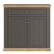 image 2 of Pontypool 2 Door 1 Drawer Small Sideboard in Wolfram Grey and Mauvella Oak