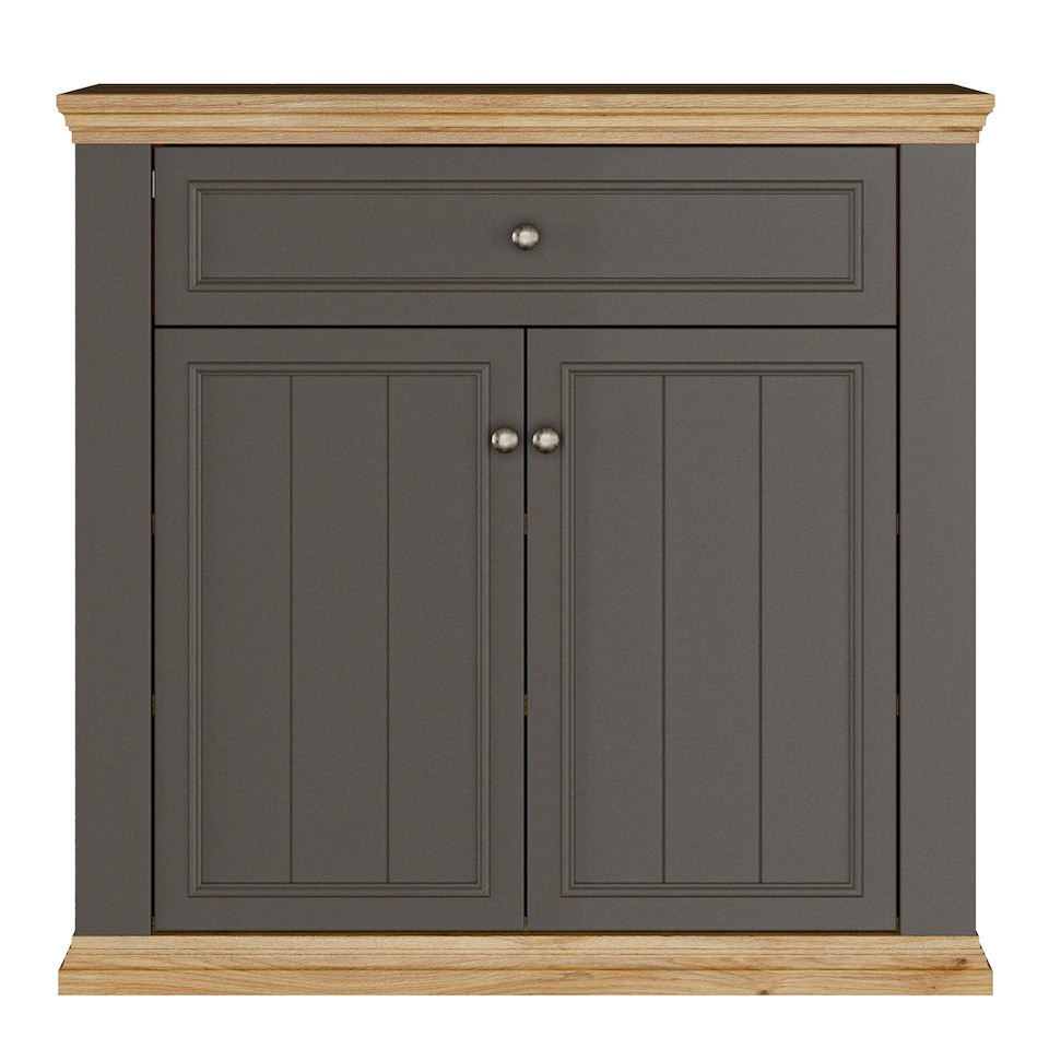 image 1 of Pontypool 2 Door 1 Drawer Small Sideboard in Wolfram Grey and Mauvella Oak
