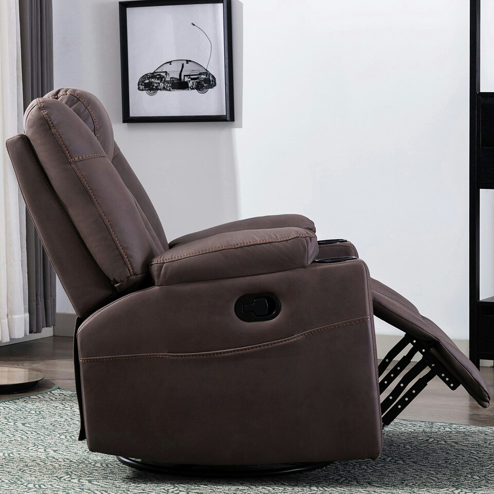 image 1 of Afton Electric Technology Fabric Auto Recliner USB Lounge Sofa Chair (Brown)