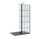 image 1 of 8mm Glass Wetroom Screen, Return Black Framed and Tray 1200 x 800mm | Black | Matt Black