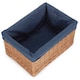 image 2 of Double Steamed Navy Cotton Lined Willow Storage Basket | Blue | Blue