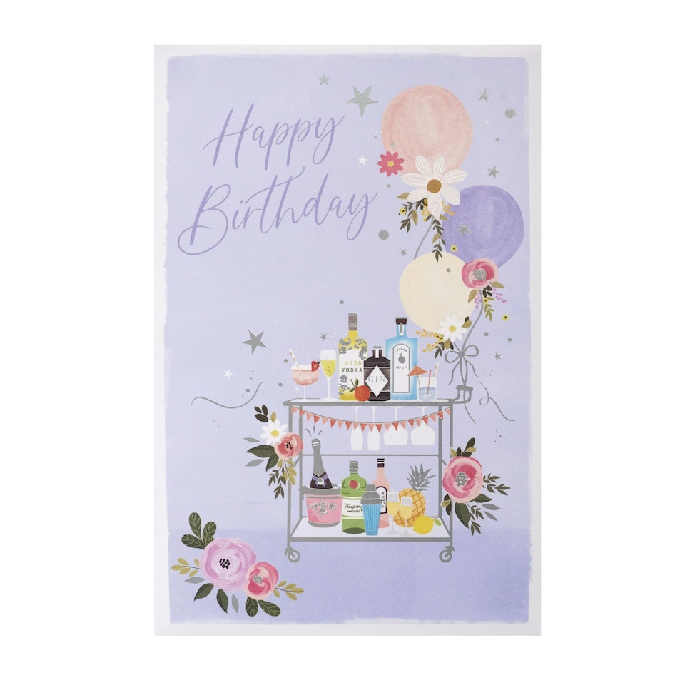 image 1 of Birthday Card - Drinks Trolley