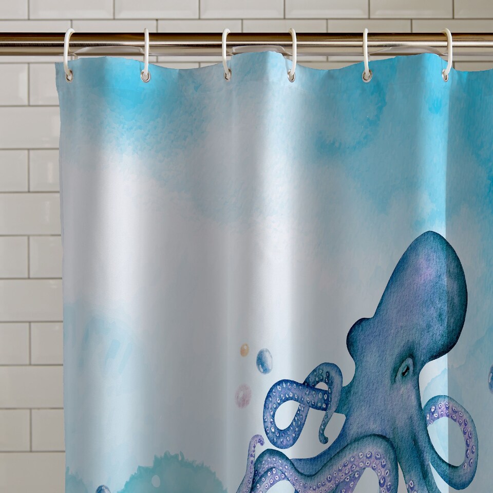 image 1 of Catherine Lansfield Octopus Shower Curtain | Blue | One Size