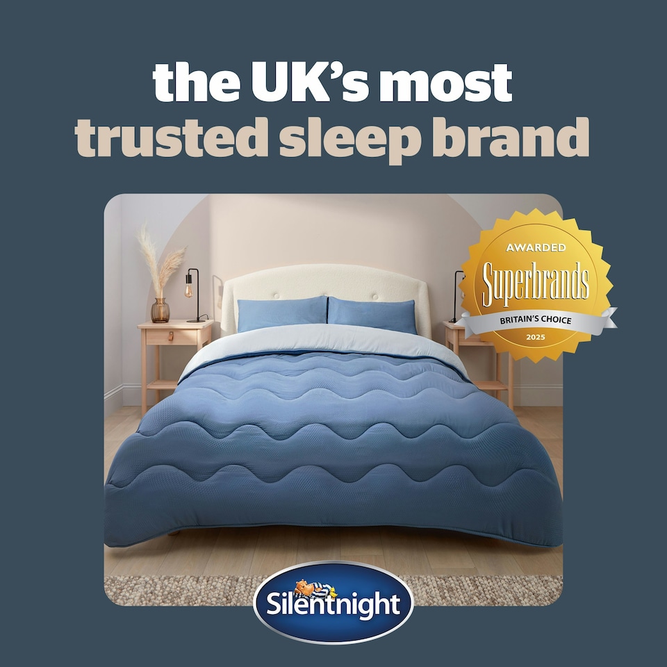 image 1 of Silentnight 10.5 Tog Seersucker Coverless Duvet and Pillowcase Set N/A | Blue/Grey | King