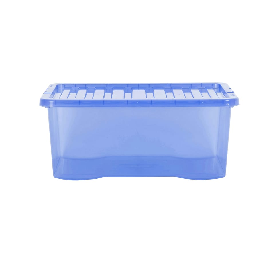 image 1 of Wham Crystal 5 x 45L Stackable Plastic Storage Boxes with Lids Blue