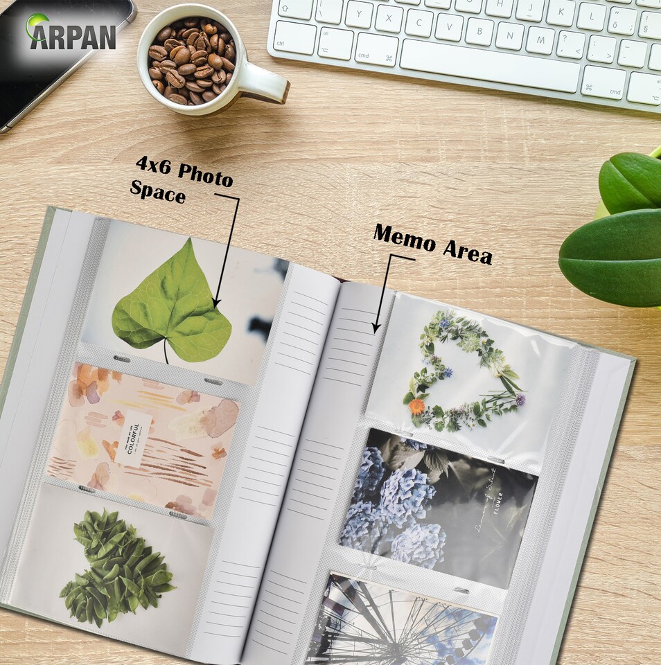 image 1 of ARPAN Slip In Memo Photo Album for 300 Photos 6x4" (10x15cm) – Picture Album with Clear Slip-In Pages for Family, Wedding & Travel Memories