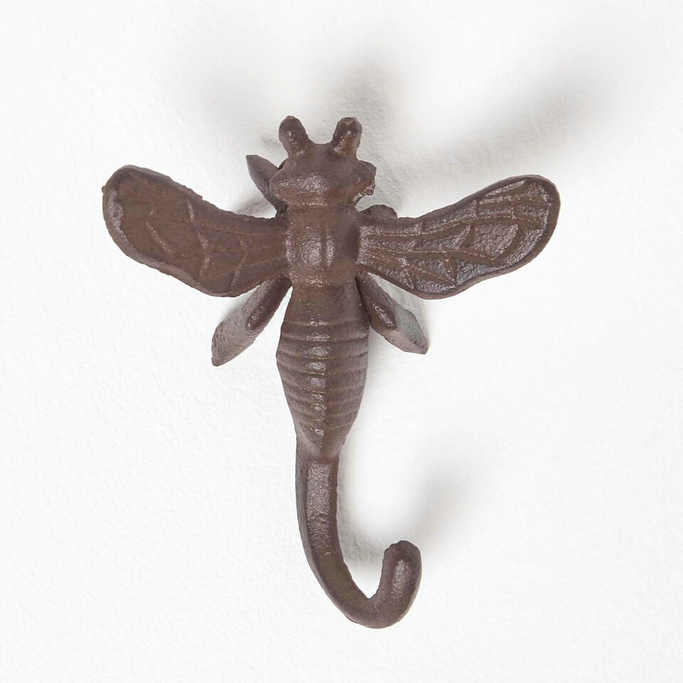 image 1 of Homescapes Vintage Style Bumble Bee Cast Iron Coat Hook Hanger | Brown | One Size