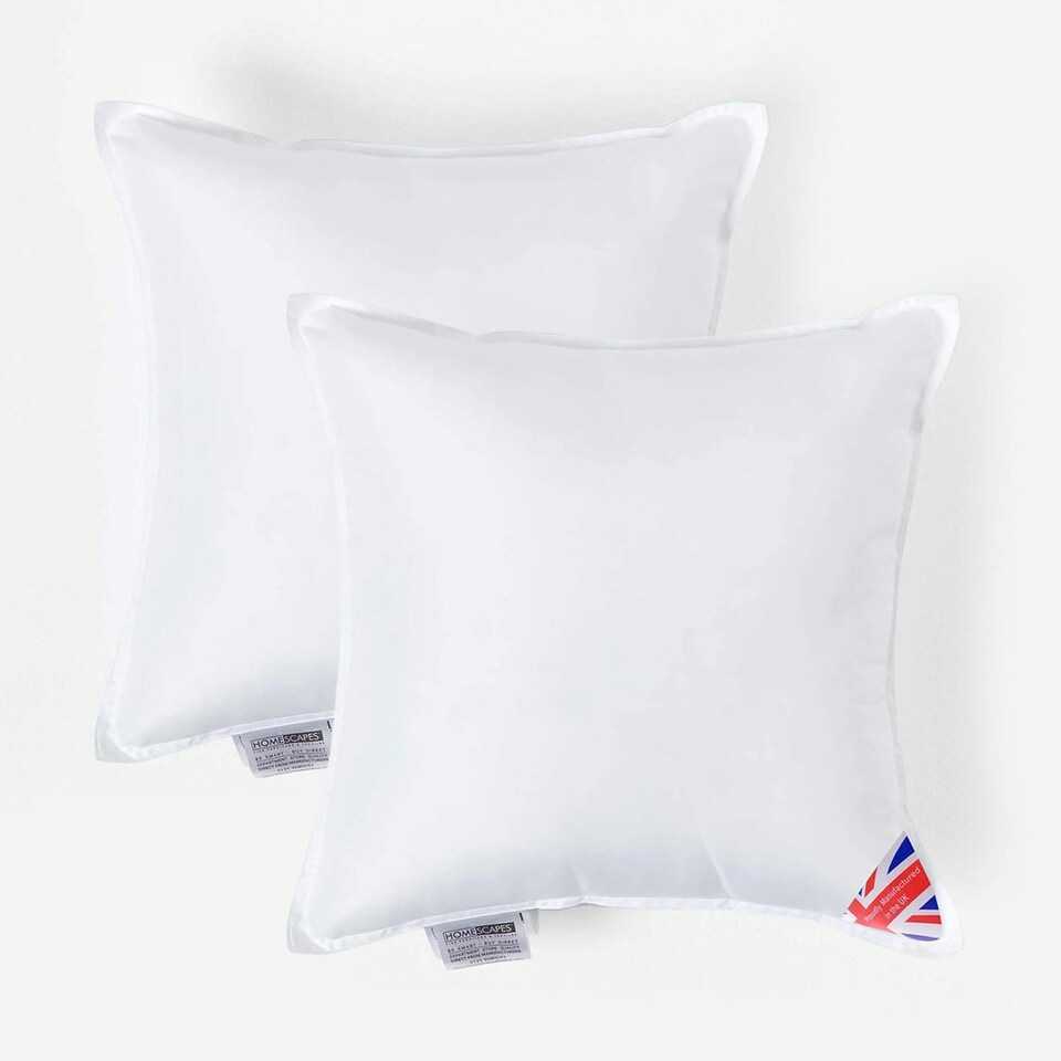 image 1 of Homescapes Luxury Super Microfibre Cushion Pad Insert Inner 45 x 45 cm (18 x 18 inches) - Pack of 2 | White | 45 x 45 cm (18 x 18")