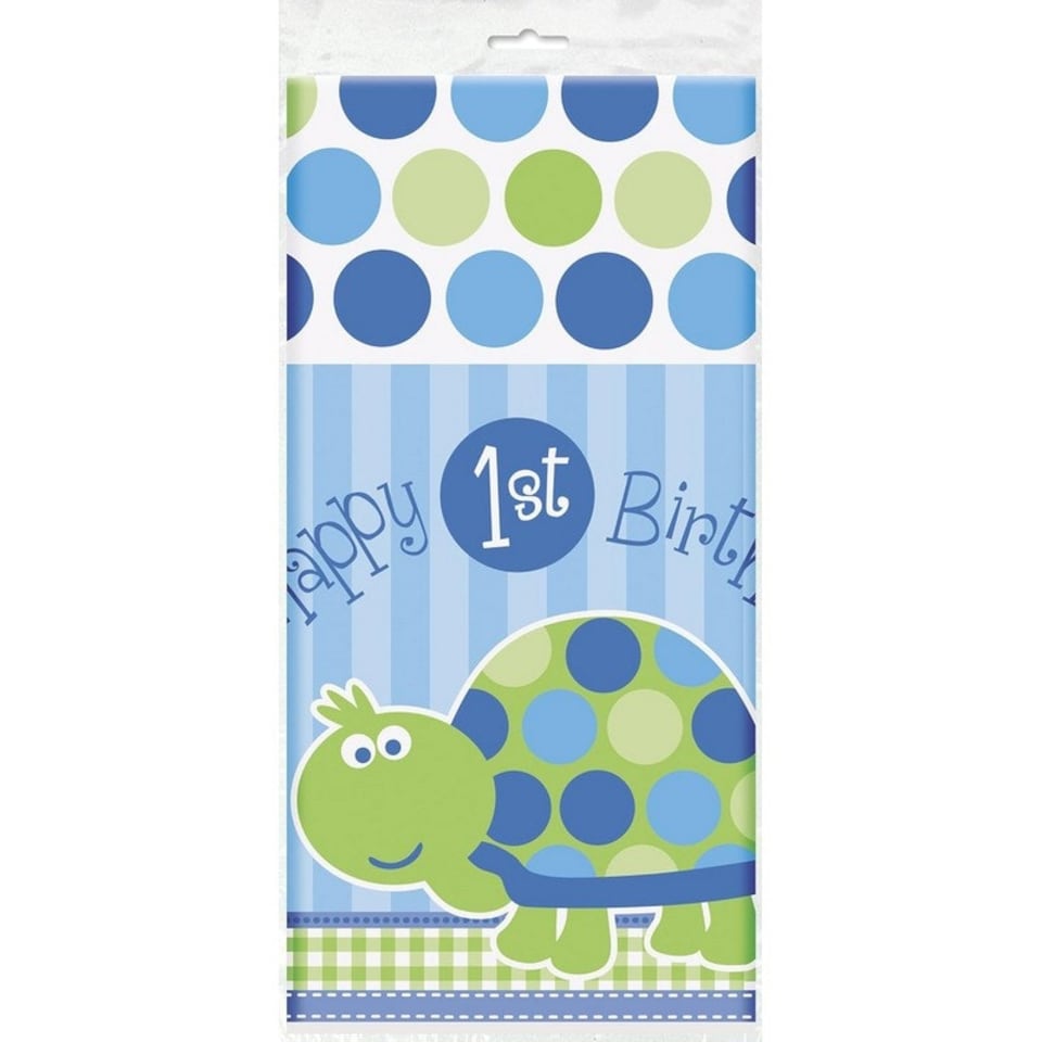 Unique Party Plastic Turtle 1st Birthday Party Table Cover - Blue - One Size