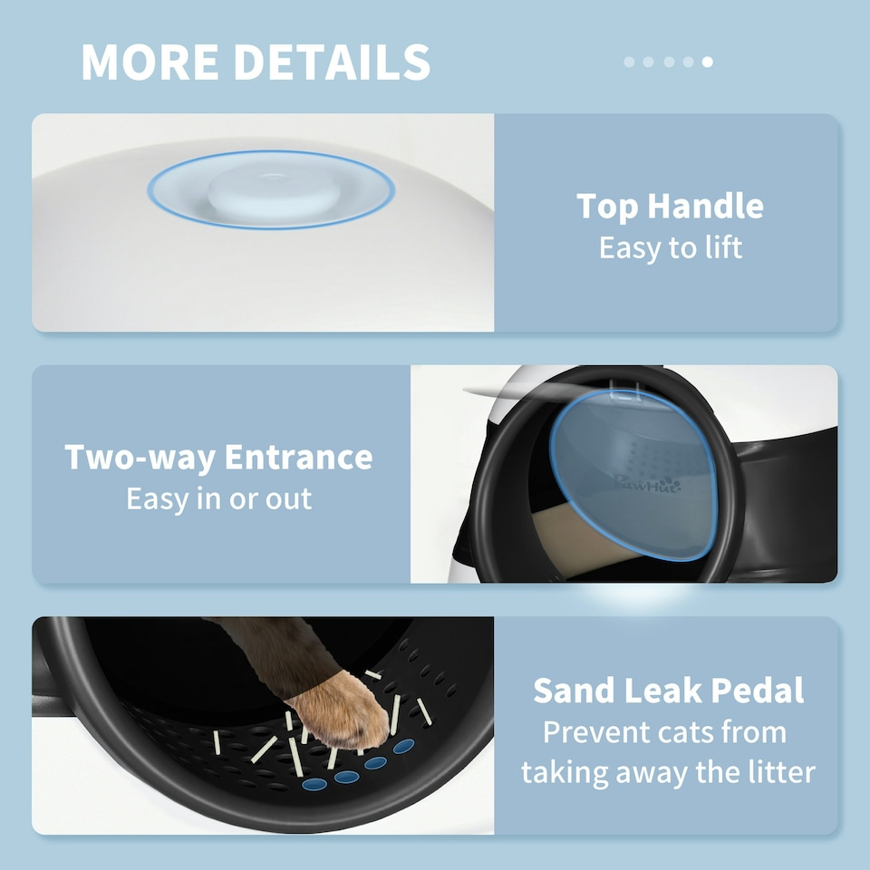 image 1 of PawHut Foldable Cat Litter Tray Hooded Cat Litter Box w/ High Side, Black