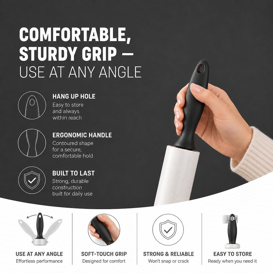 image 1 of Keplin Lint Roller with Sticky Replacement Heads for Pet Hair Fluff and Dust