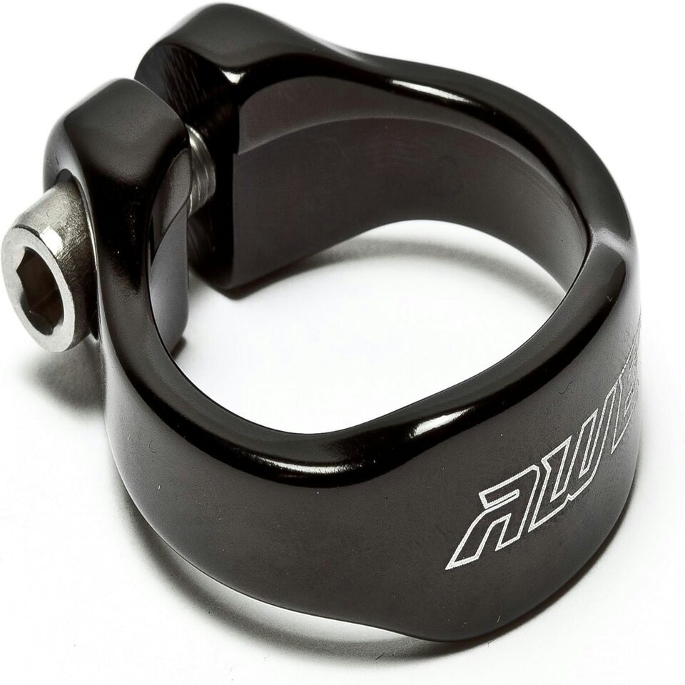 image 1 of AWE Black Alloy 6061 Bike Seat Clamp & Bolt 31.8mm