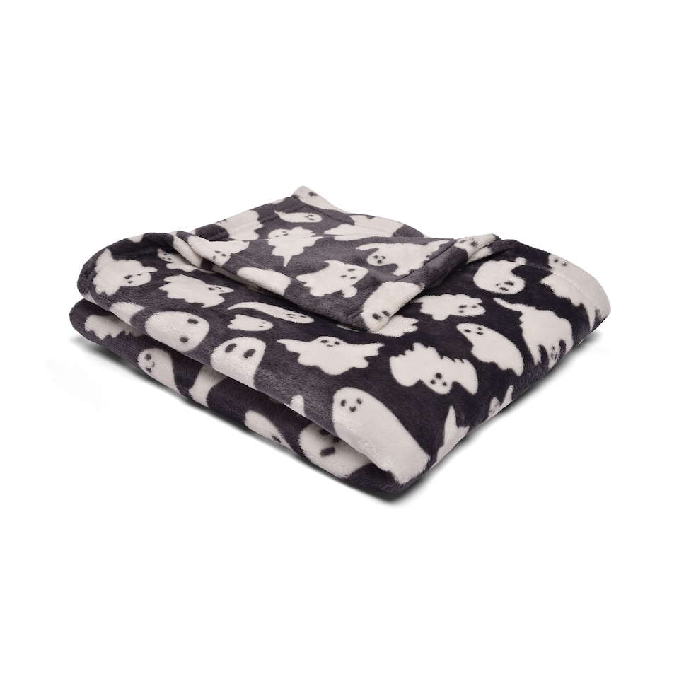 image 1 of Bedlam Spooky Ghosts Throw Grey