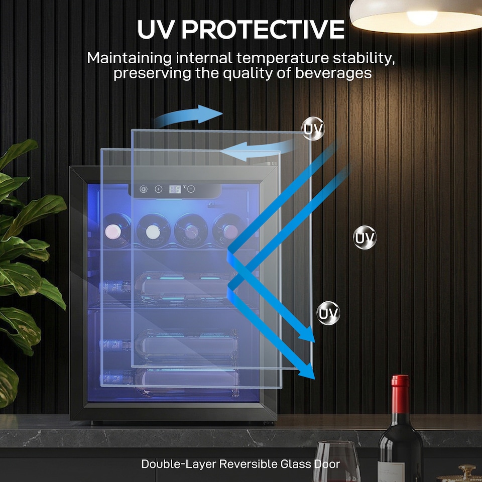image 1 of HOMCOM 16 Bottle Wine Cooler, 4-16°C Under Counter Drinks Beer Wine Fridge