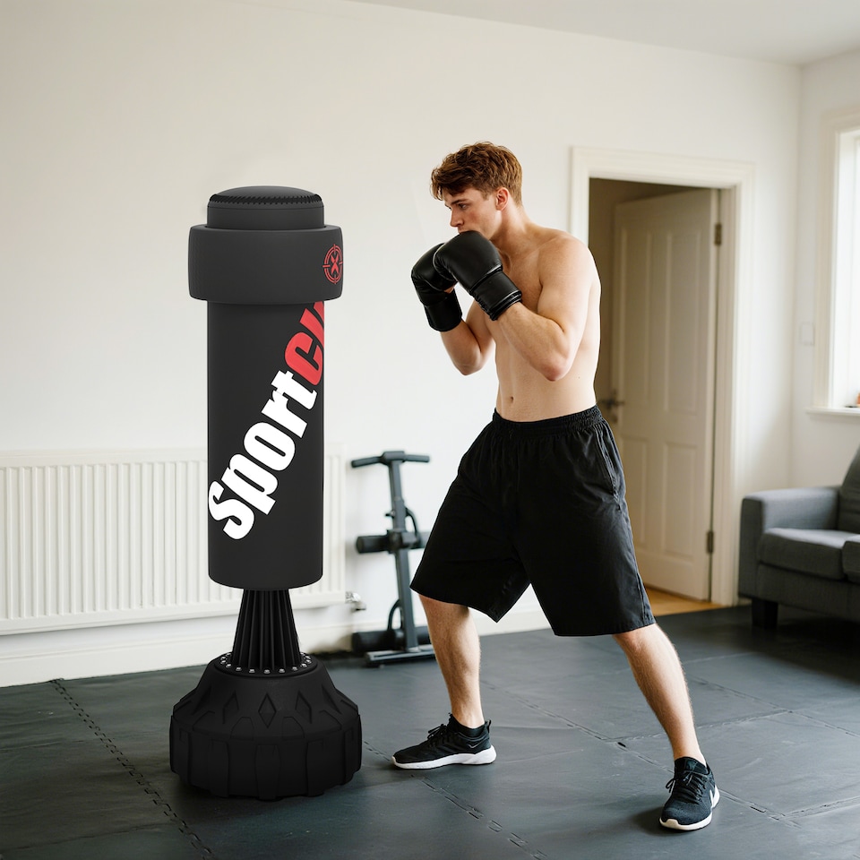 image 1 of SPORTNOW Freestanding Punching Bag, Heavy Boxing Bag with Stand for Teens Adults, Boxing Equipment with Height Adjustable Strike Pad, Hand Wrap, Suction Cup Base for Karate Taekwondo MMA Kickboxing