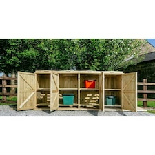 Chatburn 8 Recycle Box Store - Timber - L80.4 x W239 x H120 cm - Fits 8 x Recycle Boxes Brown