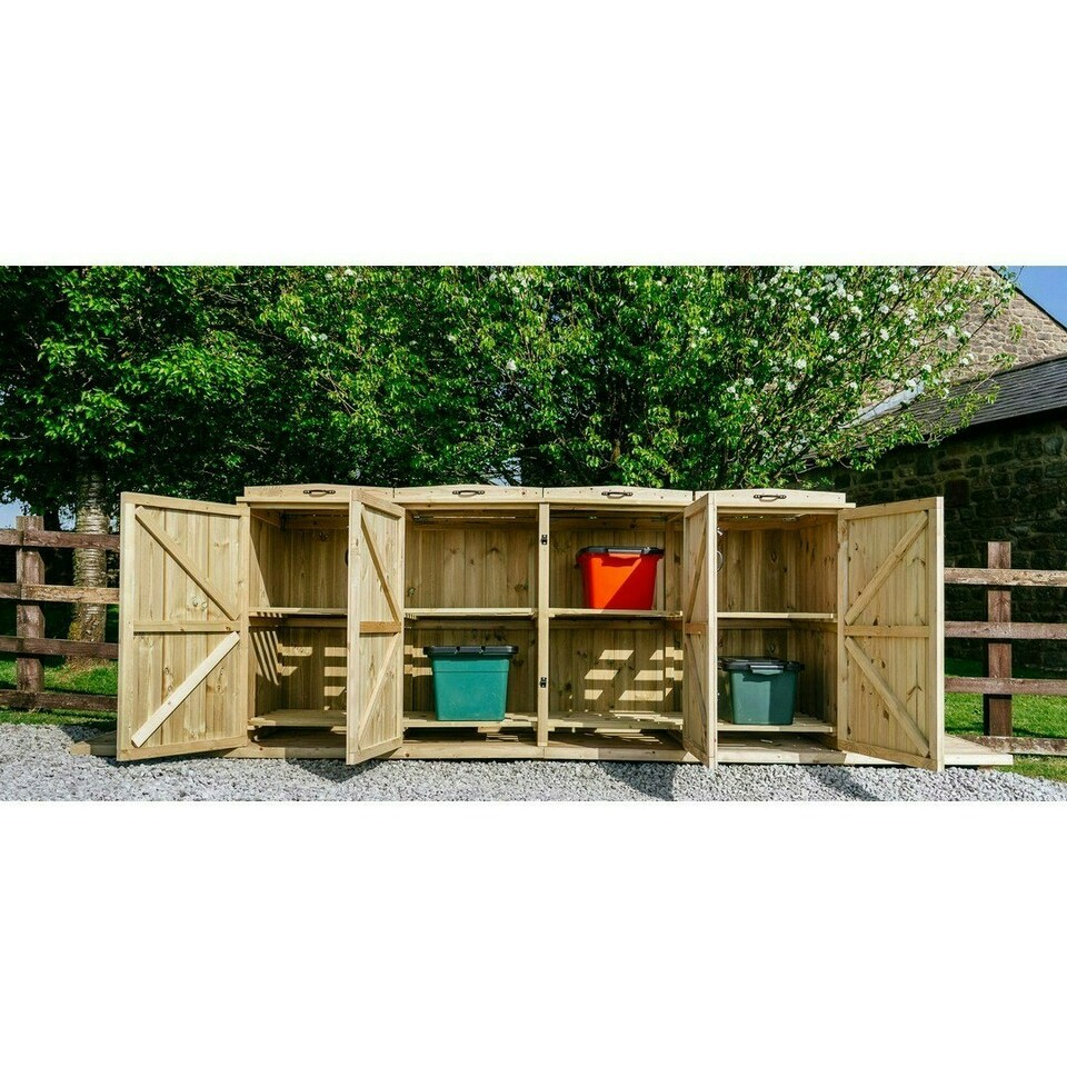 image 1 of Chatburn 8 Recycle Box Store - Timber - L80.4 x W239 x H120 cm - Fits 8 x Recycle Boxes Brown