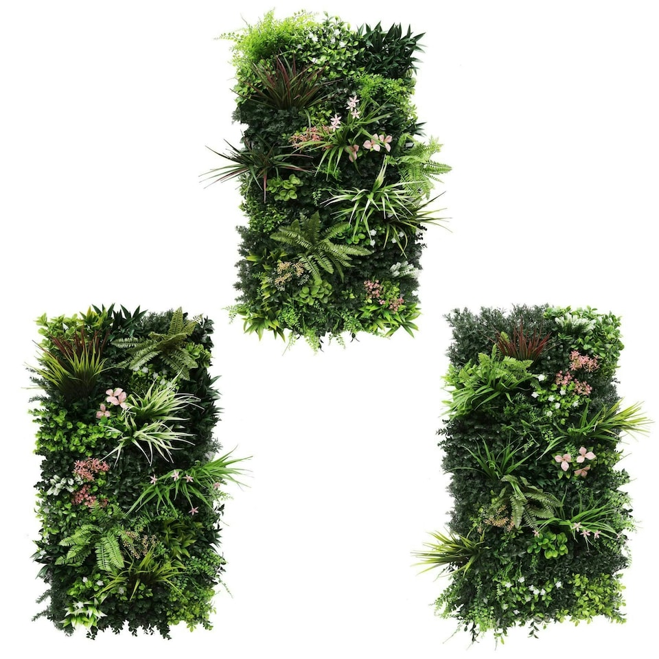 image 1 of True Products Combo Set of 3 Premium Artificial Living Wall Green Plant Panel 1m x 50cm Florence A B C