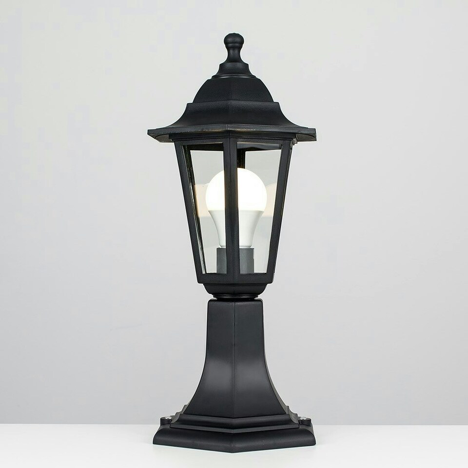 image 1 of ValueLights Black Outdoor Post Topper Light with 6W Warm White Bulb Black