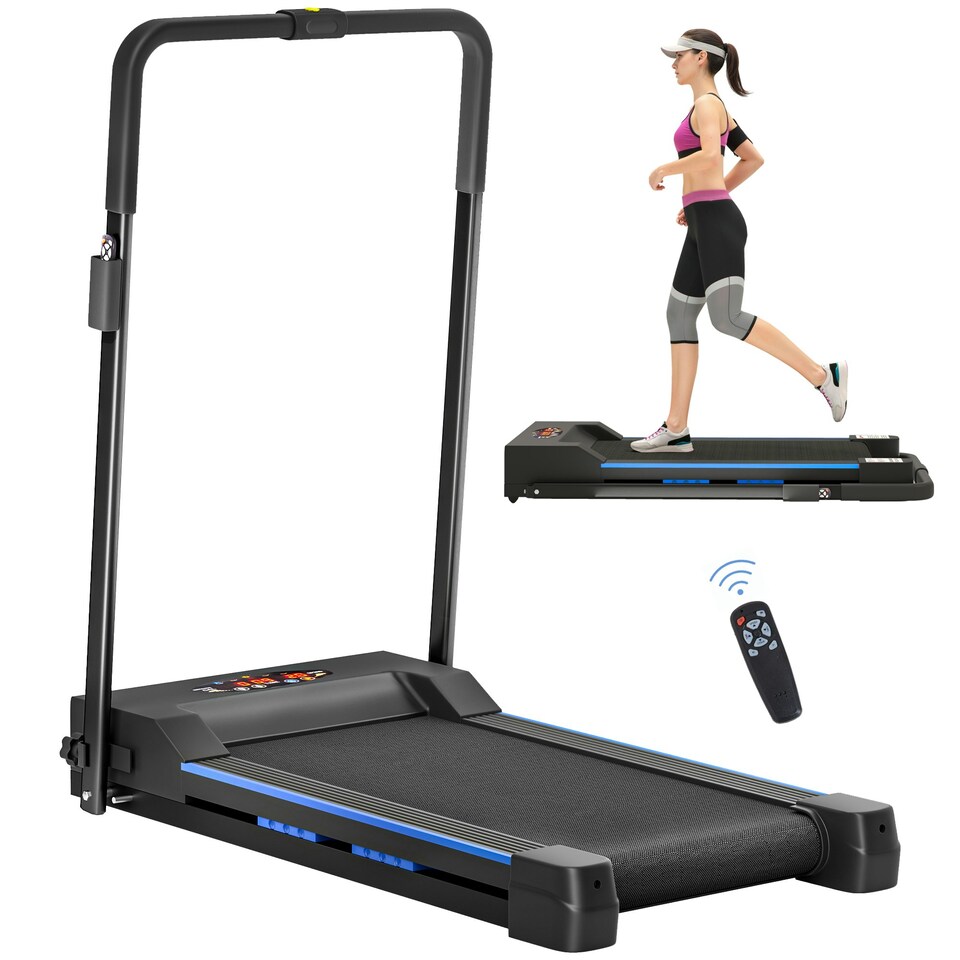 image 1 of HOMCOM 1-6 km/h Folding Motorised Treadmill Walking w/ Remote Control, Blue