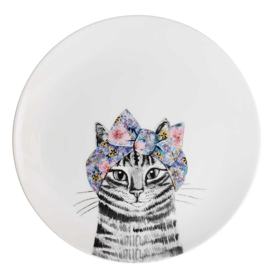 image 1 of Mikasa TipperleyHill Set of 2 Fine China Side Plates with Cat and Dog Prints