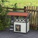 image 7 of PawHut Outdoor Cat House w/ Balcony Stairs Roof, White