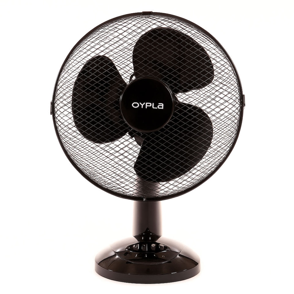 image 1 of 12 Inch 3 Speed Oscillating Black Electric Desk Home Office Fan