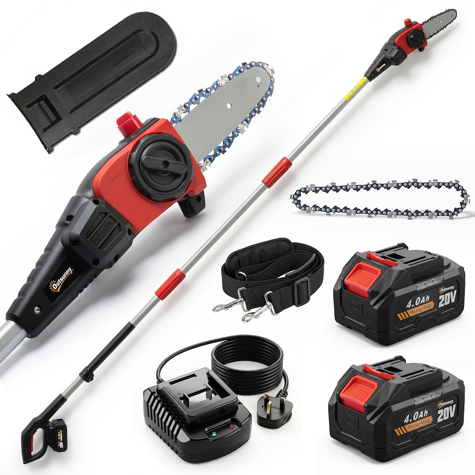 image 1 of Outsunny Cordless Pole Chainsaw, 1.94m/2.56m Electric Chainsaw | Black | Black | 194-256L x 13W x 19H cm