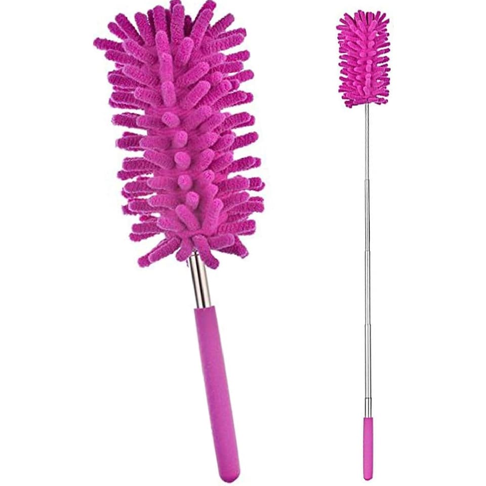 image 1 of KAV Microfibre Cleaning Cloths & Extendable Telescopic Duster Set - 12 Pack Ultra Absorbent Lint Free Reusable Cleaning Towels with Soft Microfiber Feather Duster for Everyday Household Cleaning