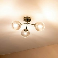 ValueLights Aria Black Metal 3 Way Ceiling Light Fitting with Smoked Glass Lampshades - Bulbs Included