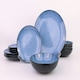 image 1 of 12pc Reactive Glaze Blue Dinner Set