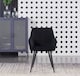 image 2 of Set of 4 Camden Modern Velvet Dining Chairs with Armrests, Quilted Design & Black Metal Legs | Black