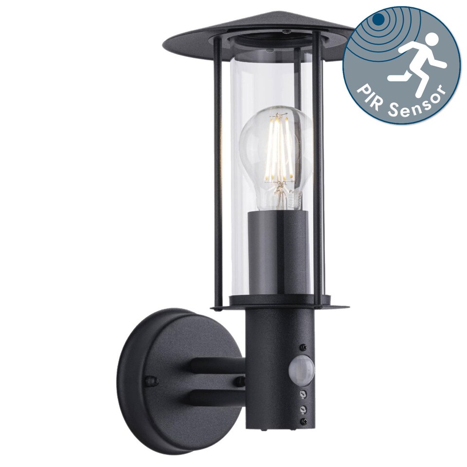 image 1 of Treviso - Black Motion Sensor Outdoor Security Light | Black | Clear | 1