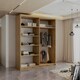 image 3 of Modern Vertical Panelled Sliding Wardrobe 150cm | White/Black/Grey/Oak 2-Door Bedroom Storage Brown | (Oak Strip) 150cm