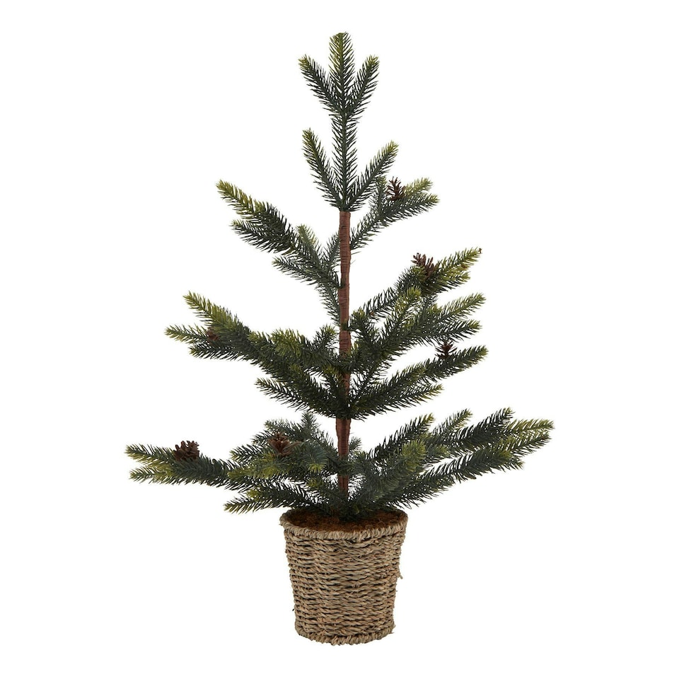 Hill Interiors Wicker Spruce Tree Basket - Green - 61cm x 30cm x 30cm