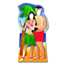 Hawaiian Couple Stand In Cardboard Cutout 190cm