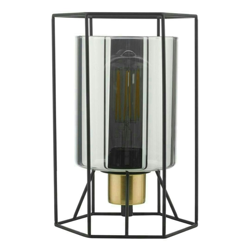 image 1 of Sabrina Black and Smoked Glass Table Lamp Black