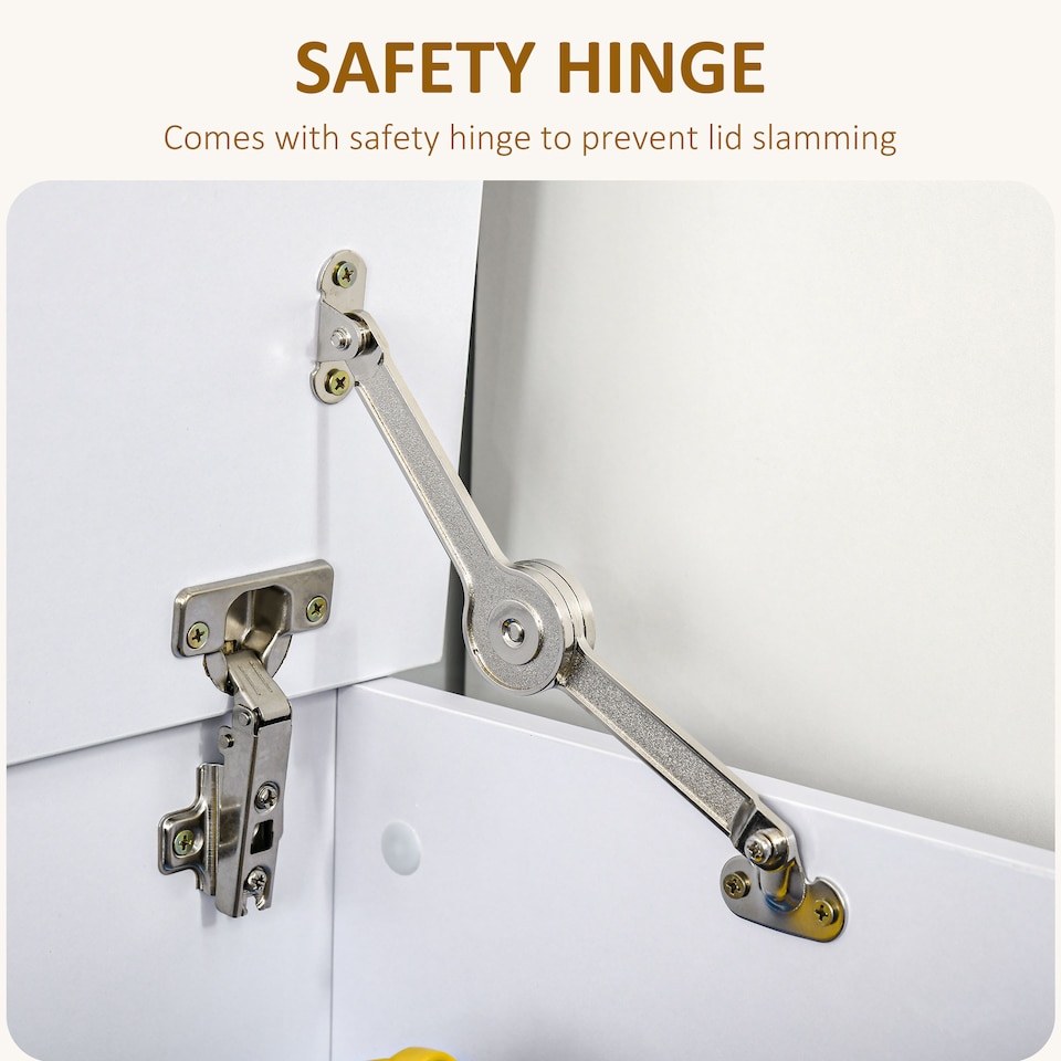 image 1 of HOMCOM 113L Storage Chest, Storage Box with Flip-Top Lid and 2 Safety Hinges, Storage Trunk for Living Room, Entryway, 100 x 40 x 40 cm, White