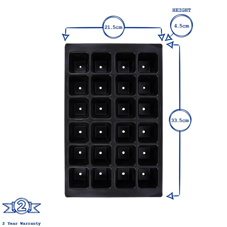 image 1 of Green Blade 24 Cell Seed Trays - Black - Pack of 3 Black