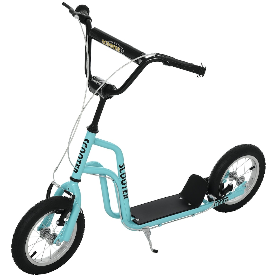 image 1 of HOMCOM 75-80cm Kids Kick Scooter w/ Adjustable Handlebar Inflatable Wheels Blue