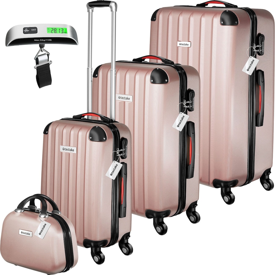 image 1 of Suitcase Set Cleo - 3 suitcases, 1 beauty case, including luggage scales and tags | Gold | rose gold | 1